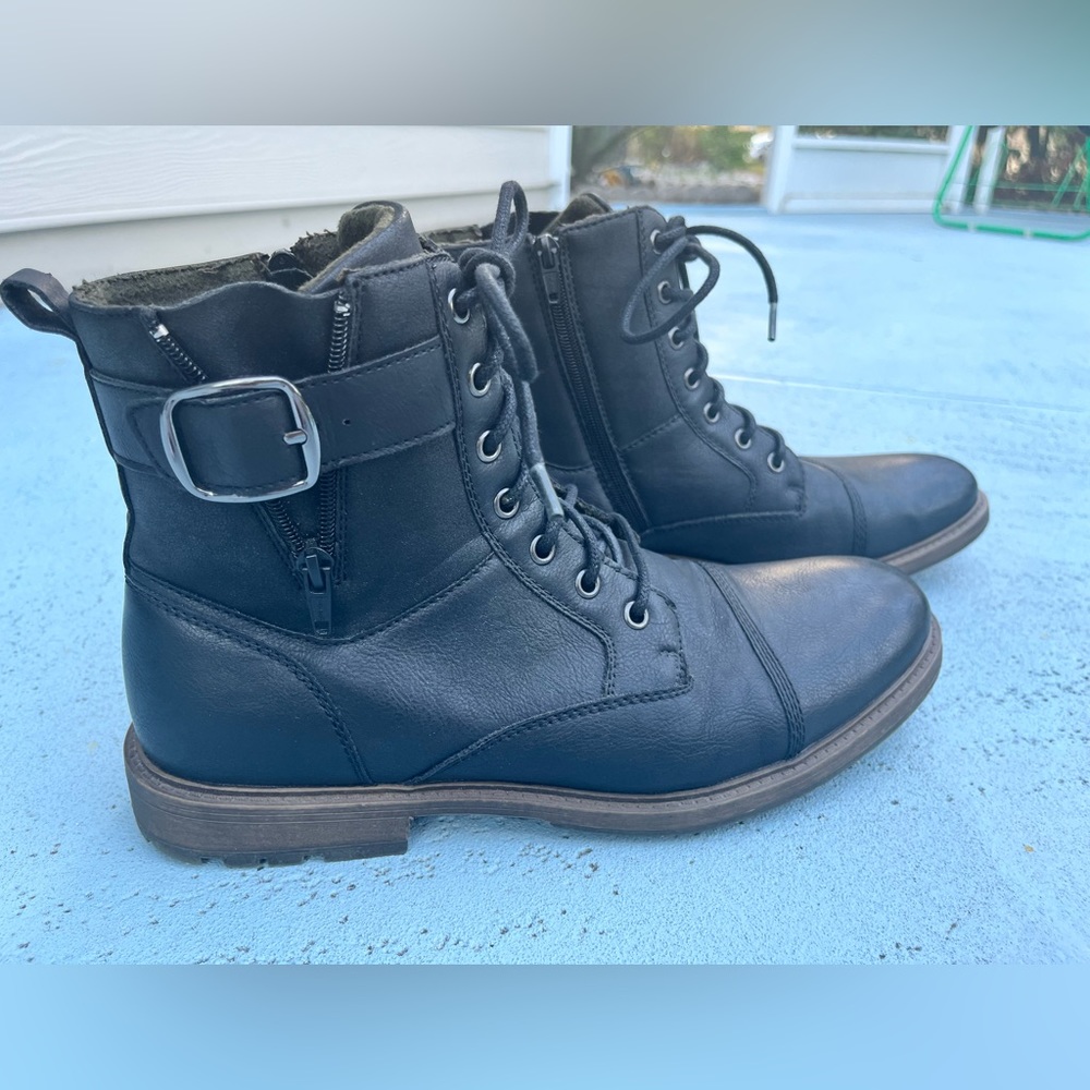 APT. 9 Black Buckled Combat Boots